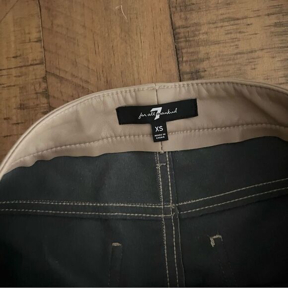 7 for all Mankind Khaki Faux Leather Skinny Jeans Jeggings Size XS Pants - Picture 4 of 5